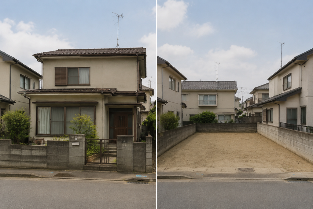 古家を残して売却する場合と解体後の更地の比較