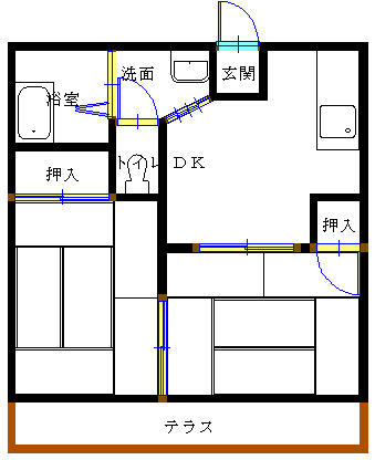 小山市城北3丁目の2DK賃貸・間取り図
