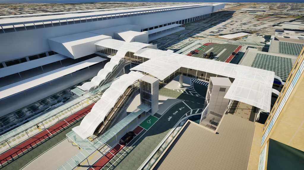 小山駅東口駅前広場とペデストリアンデッキの完成イメージ