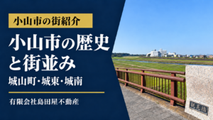 小山市の歴史と街並みを紹介する画像。観晃橋から望む思川の風景